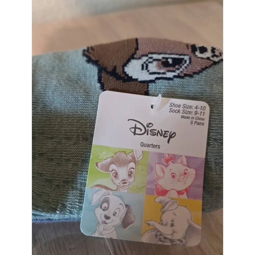 Disney Pets Quarter Crew Socks 5 Pairs Size 9-11 Shoe Size 4-10